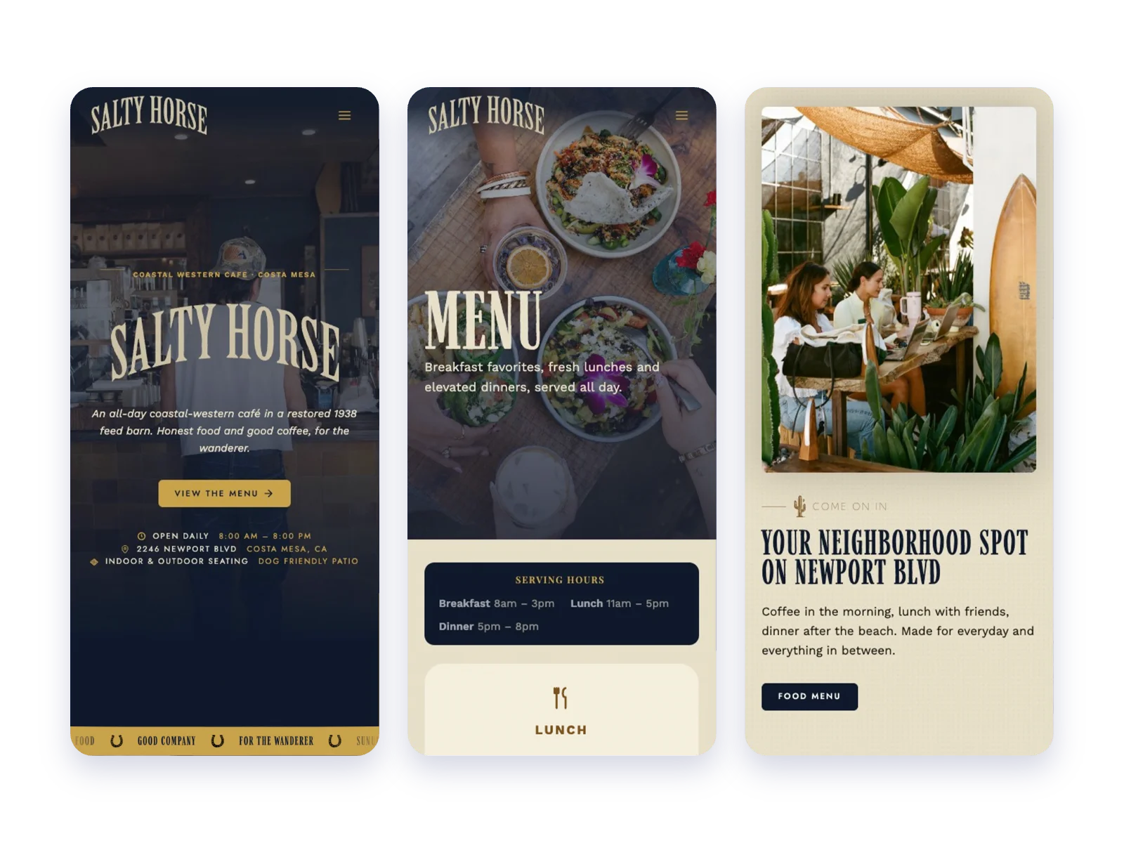 Salty Horse website on mobile